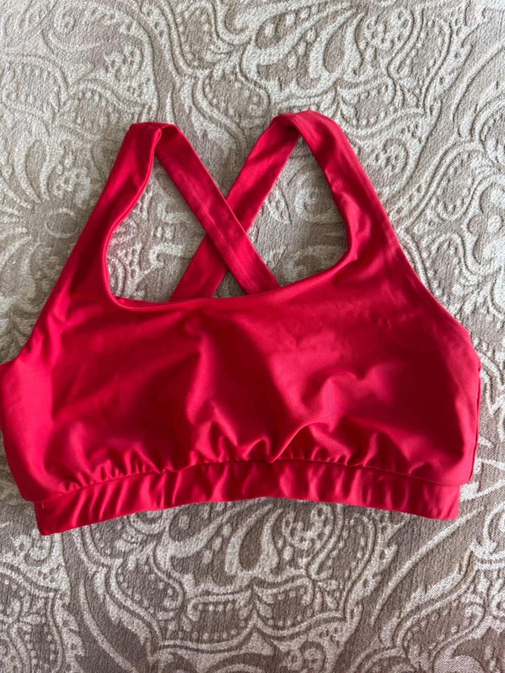 Crossback Red Bikini Top with Supportive Band